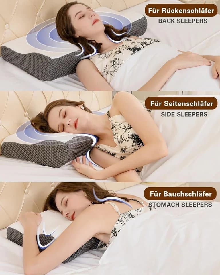 Esun Memory Foam Kopfkissen Nackenstütze Grau 2 Höhen - Bild 3