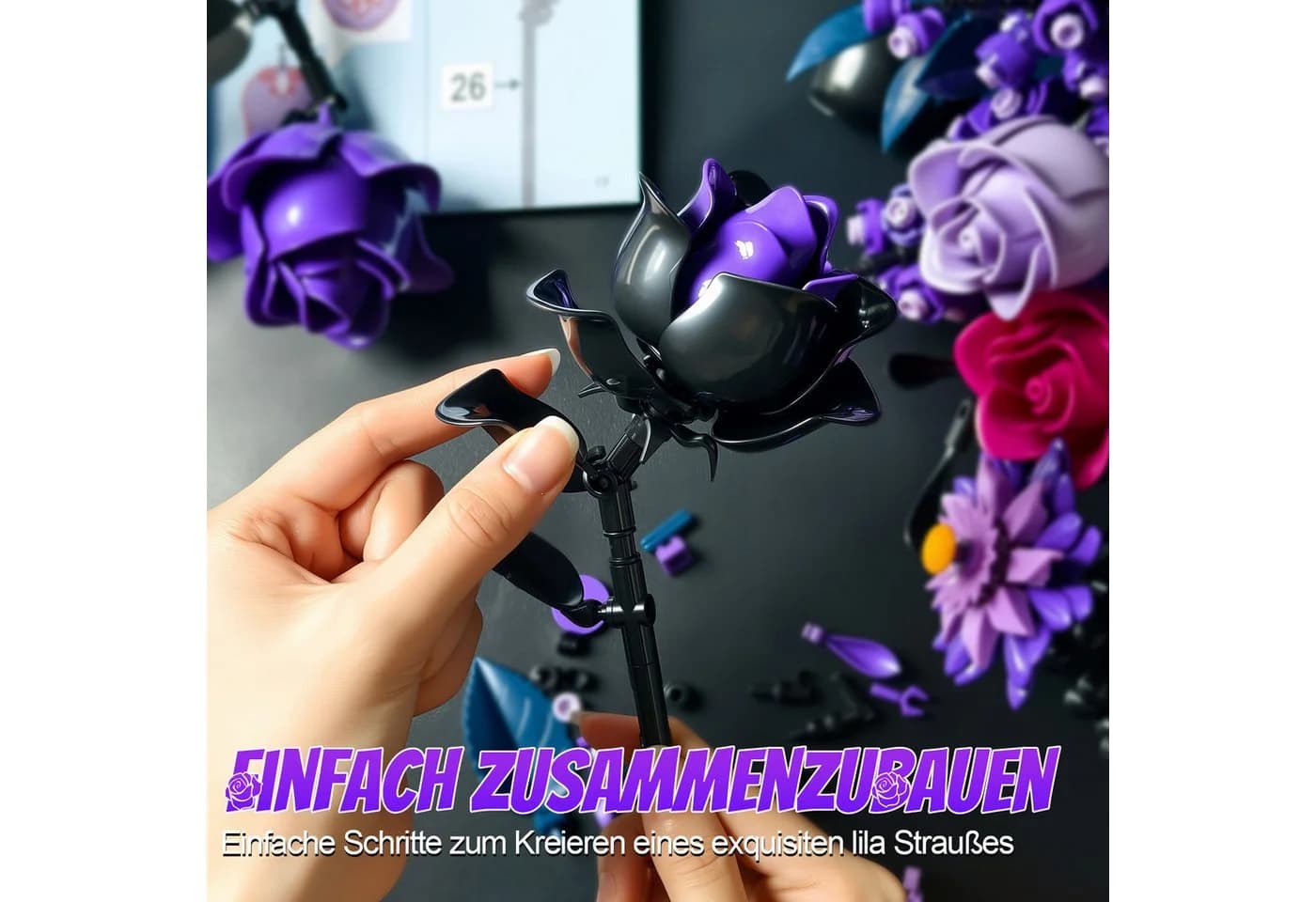 Esun Blumen Rosen für Erwachsene Spielzeug Flowers Bausteinen Spielbausteine - Bild 5