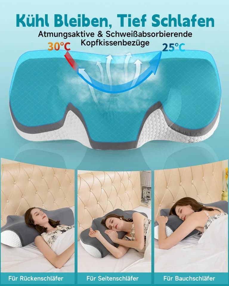 Esun Kopfkissen Nackenstützkissen Memory Foam Seitenschläfer - Bild 3