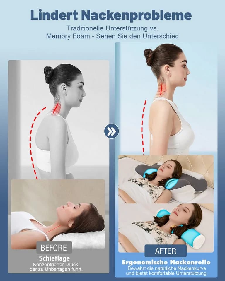 Esun Nackenstützkissen Kopfkissen 2-in-1 Memory Foam - Bild 5