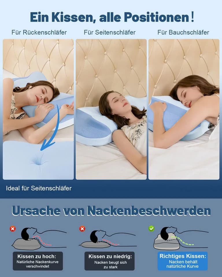 Esun Kopfkissen Nackenkissen Memory Foam Kissen Ergonomisch - Bild 4