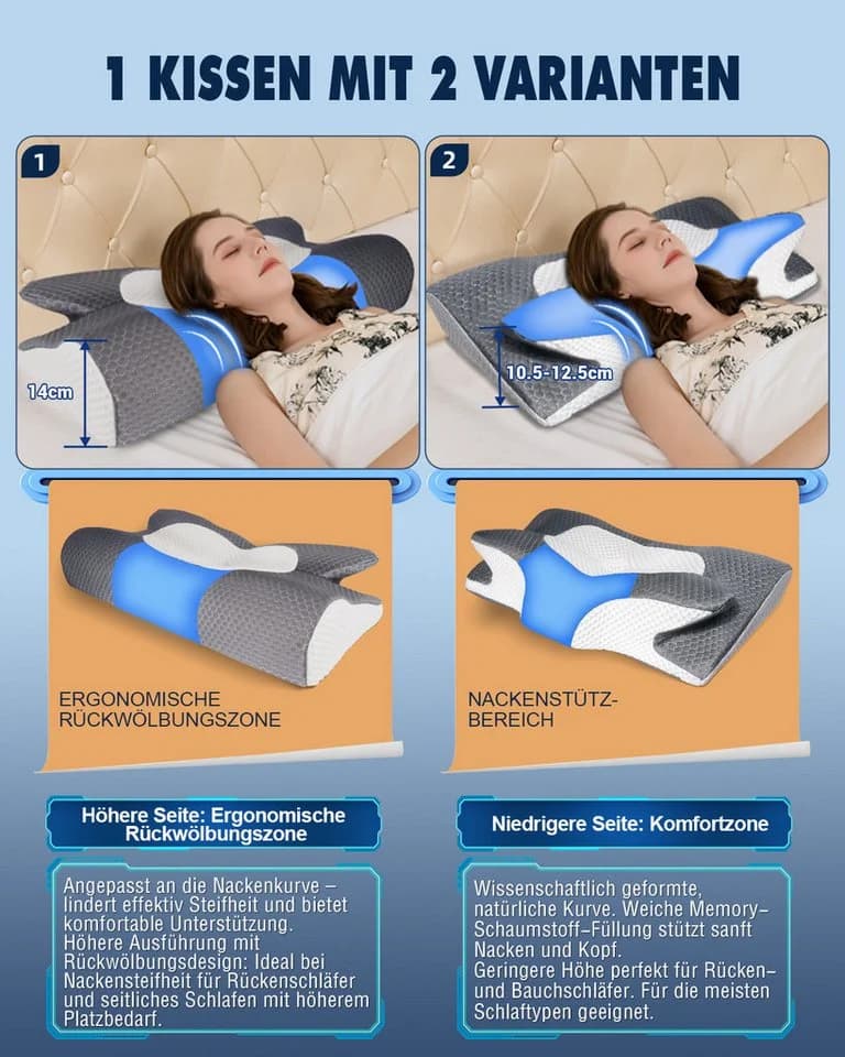 Esun Kopfkissen Memory Foam Nackenstützkissen Seitenschläfer - Bild 5