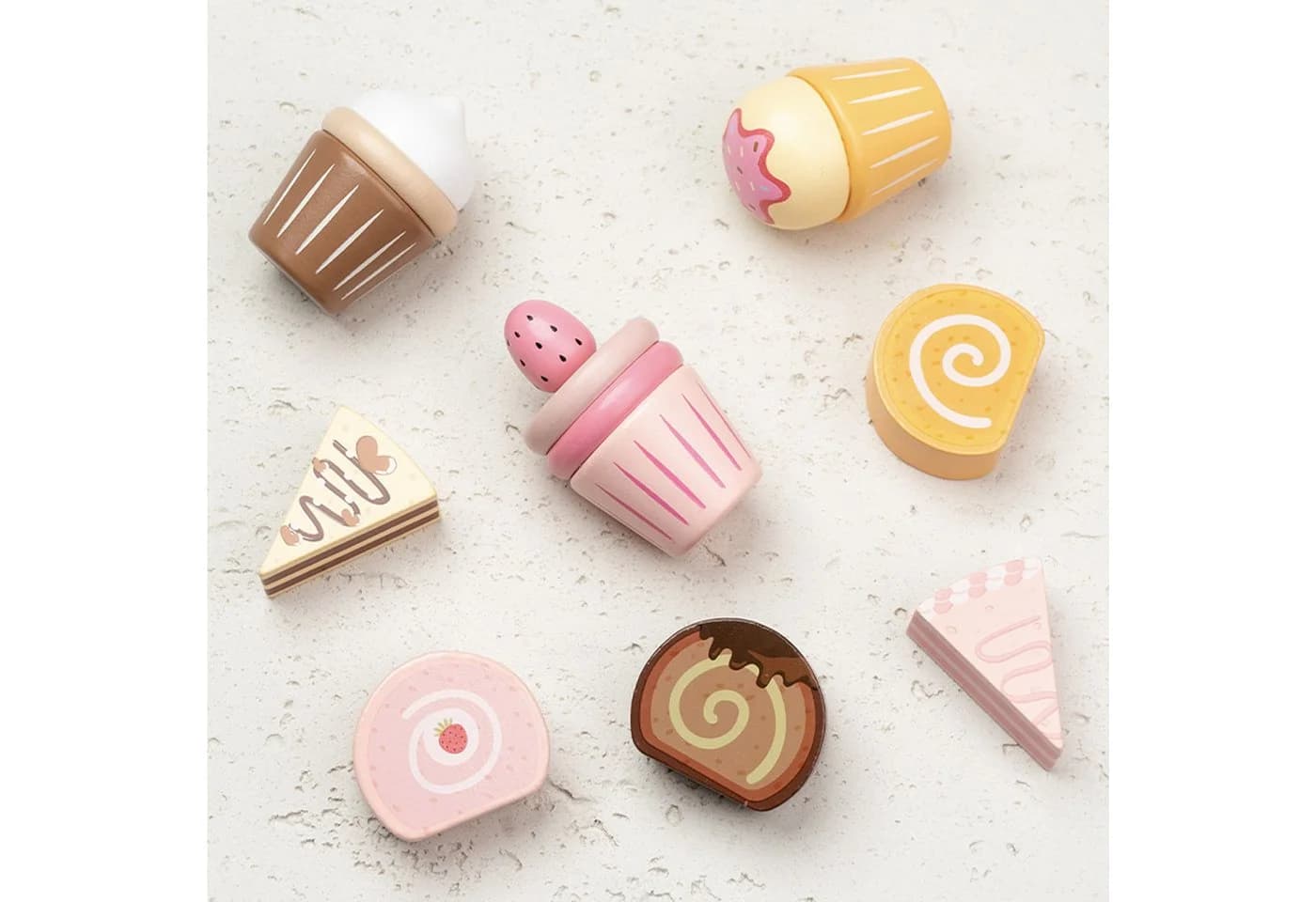 Esun Spielküche Zubehör Dessert-Set Rosa Holz - Bild 5