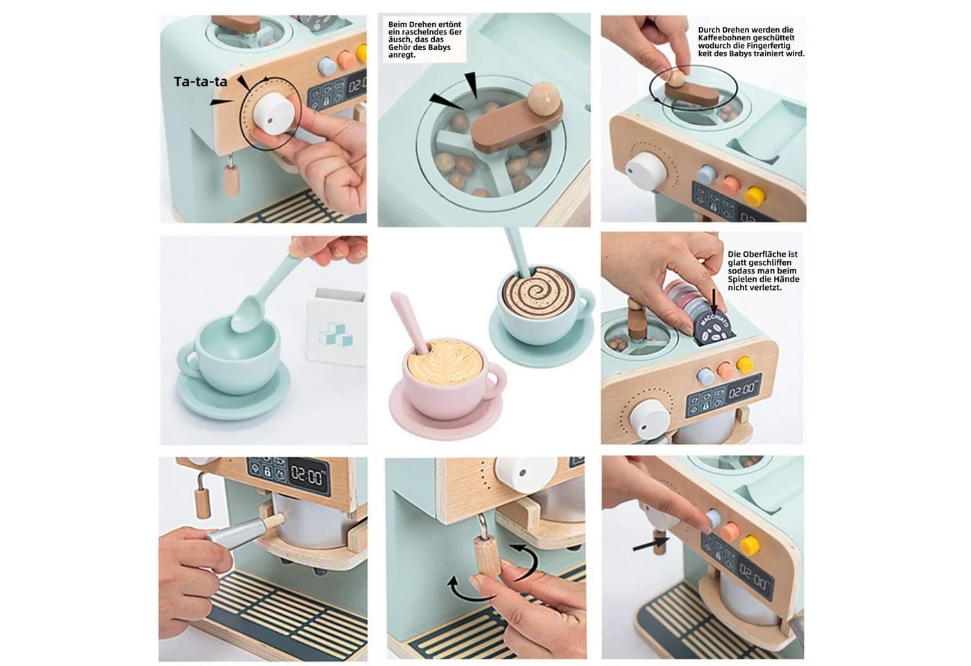 Esun Spielküche Kaffeemaschine Kinder Holz 23 St. - Bild 5