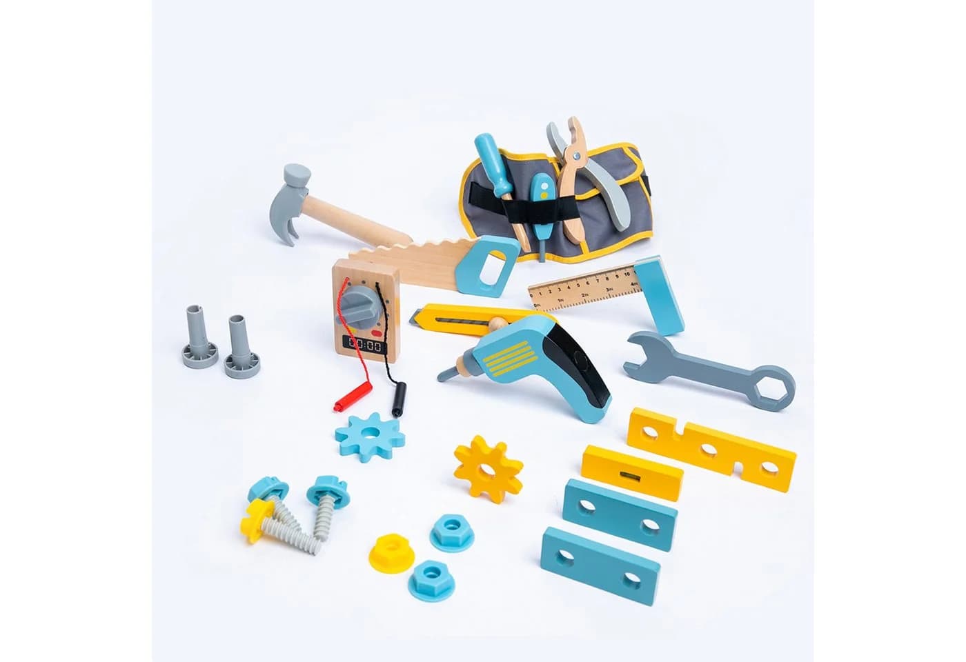 Esun Kinder-Werkzeug-Set 25-tlg. Holz Werkzeugkoffer blau - Bild 4