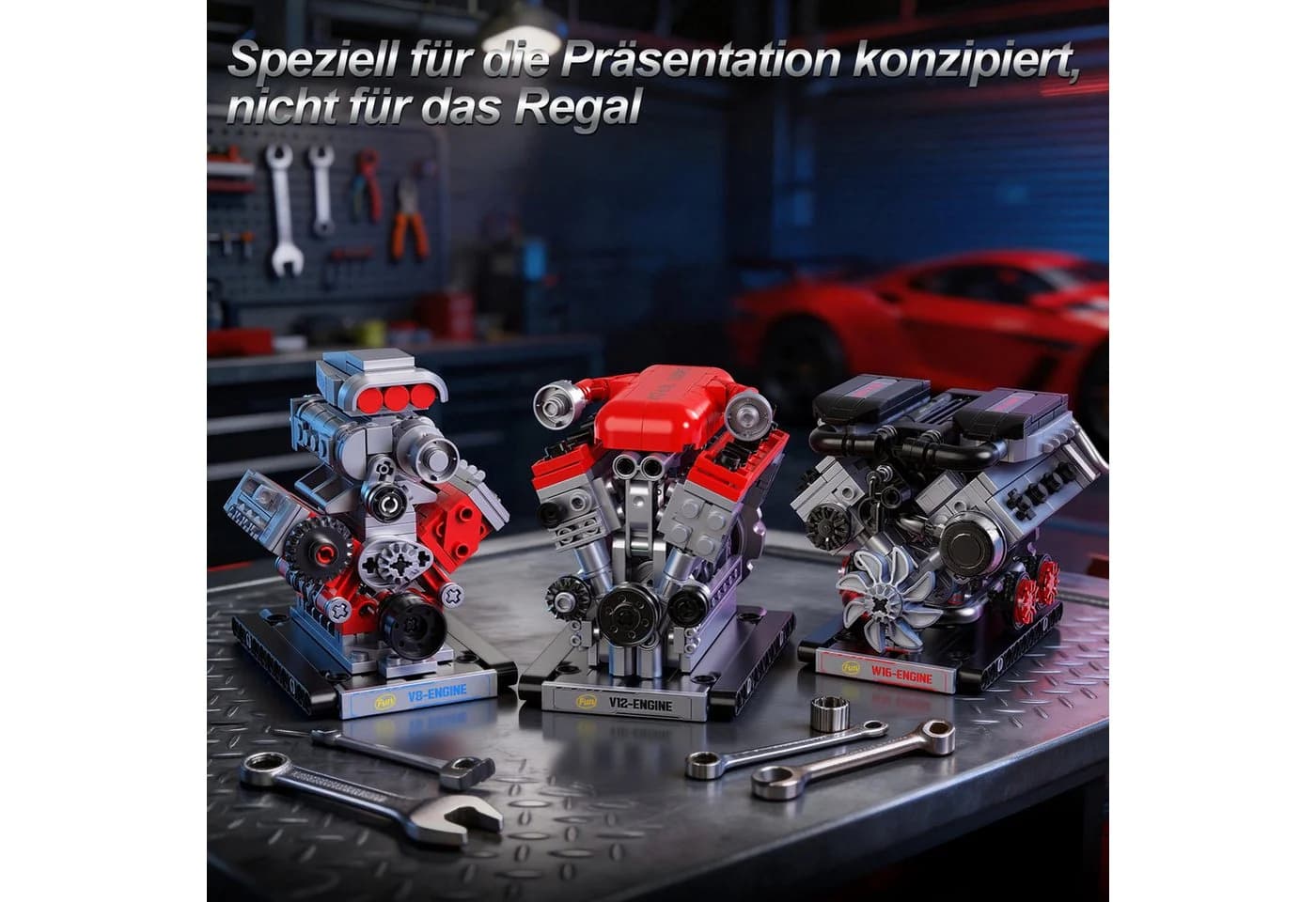 Esun 3 in 1 Mini Motor Bausatz Technik V8 V12 W16 Engine Klemmbausteine - Bild 3