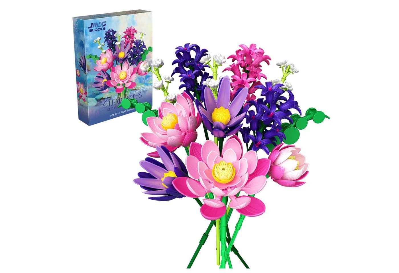 Esun Lotusblumen Botanisches Bauset 456 St. Rosa/Violett Klemmbausteine - Bild 2