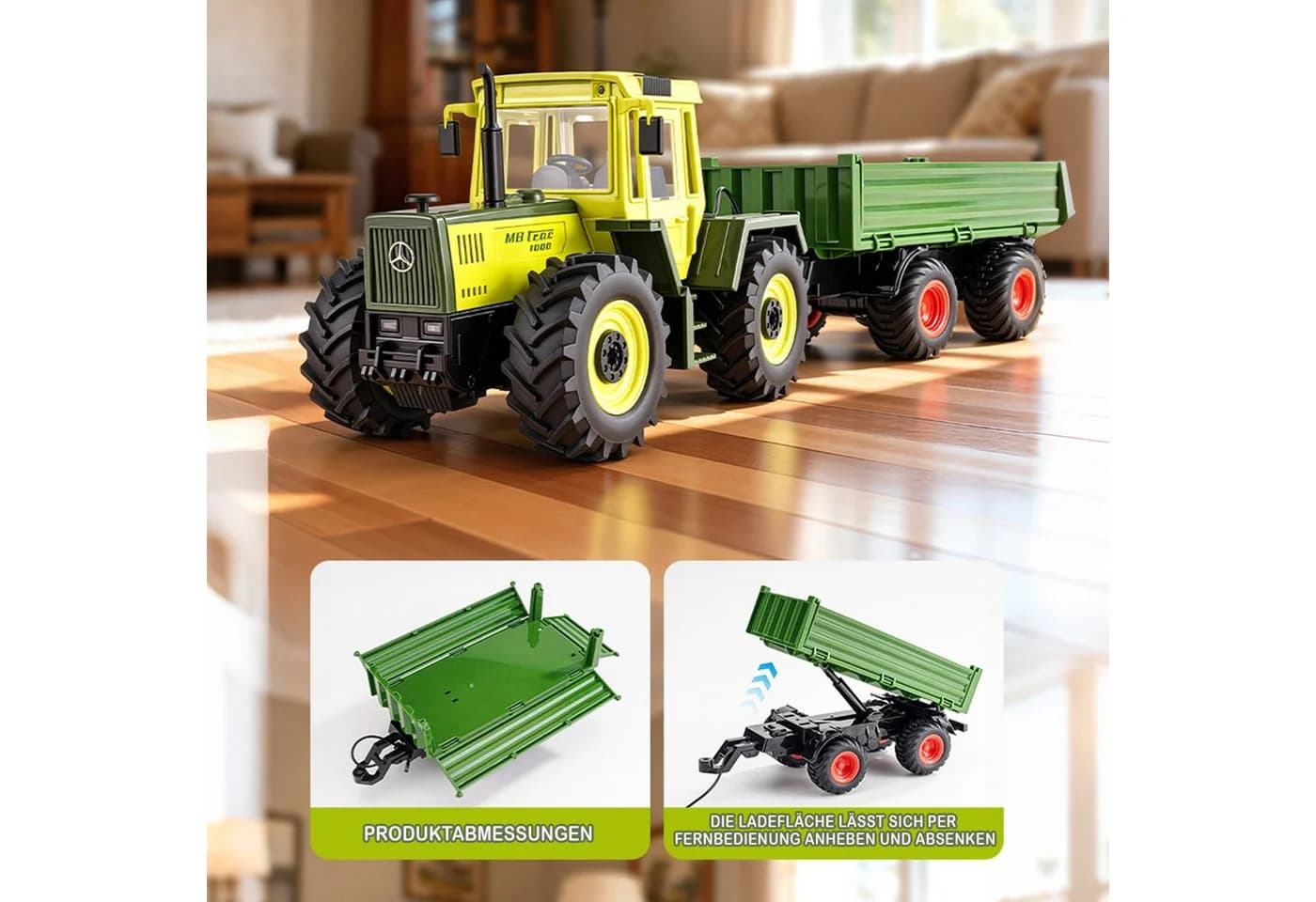 Esun RC-Traktor Mercedes-Benz MB-trac 1000 1:24 Grün Ferngesteuert mit LED - Bild 4