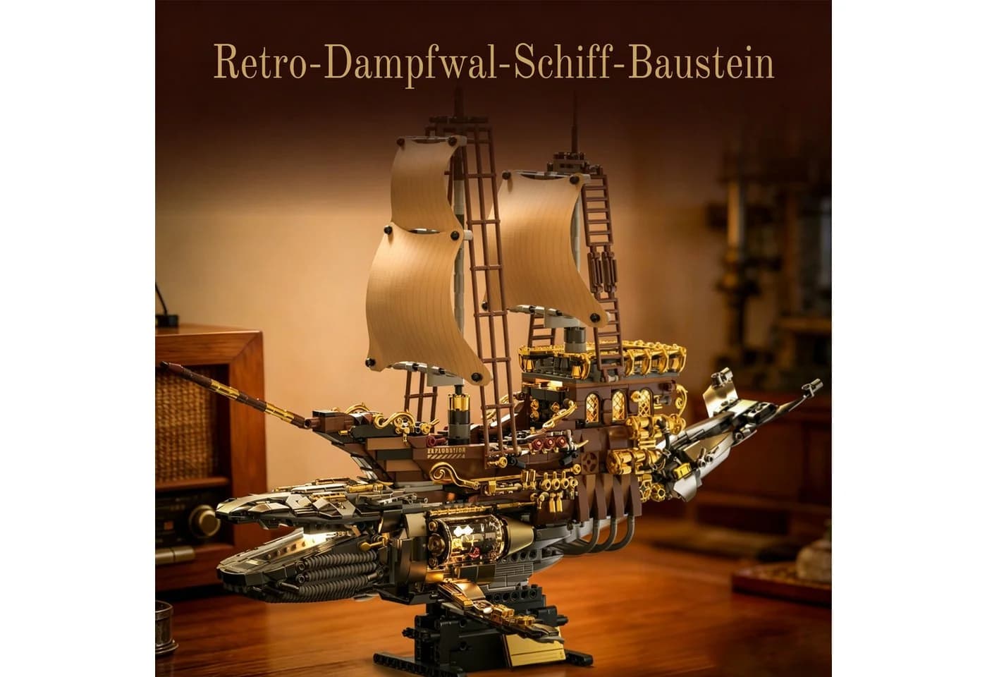 Esun Technik Wal Piratenschiff Bauspielzeug mit Licht, 1960 St. Klemmbausteine - Bild 3