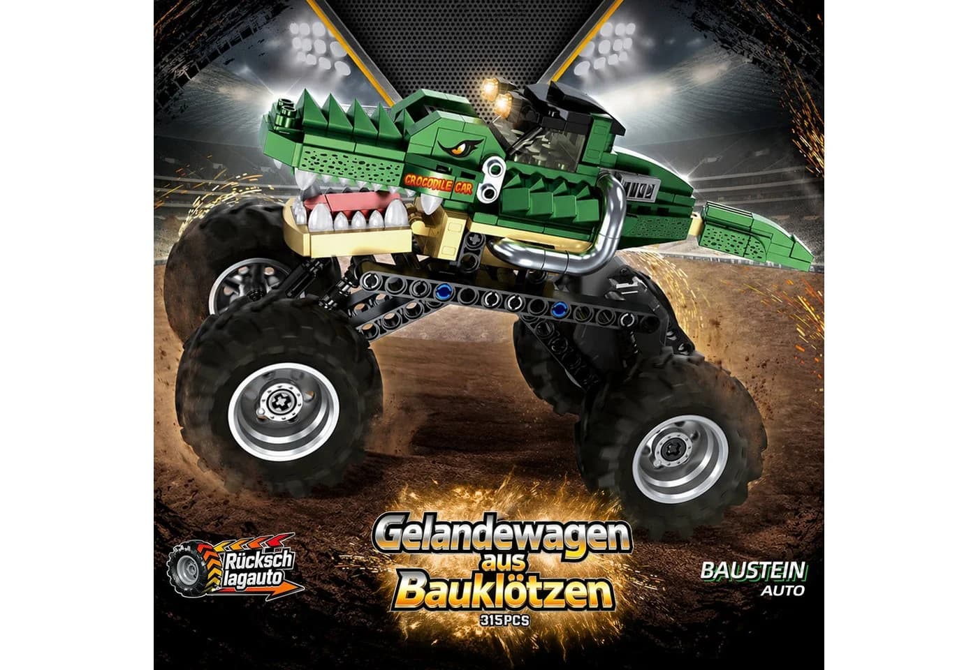 Esun Monster Truck Bausteine 315 St. Krokodil mit Rückziehmotor