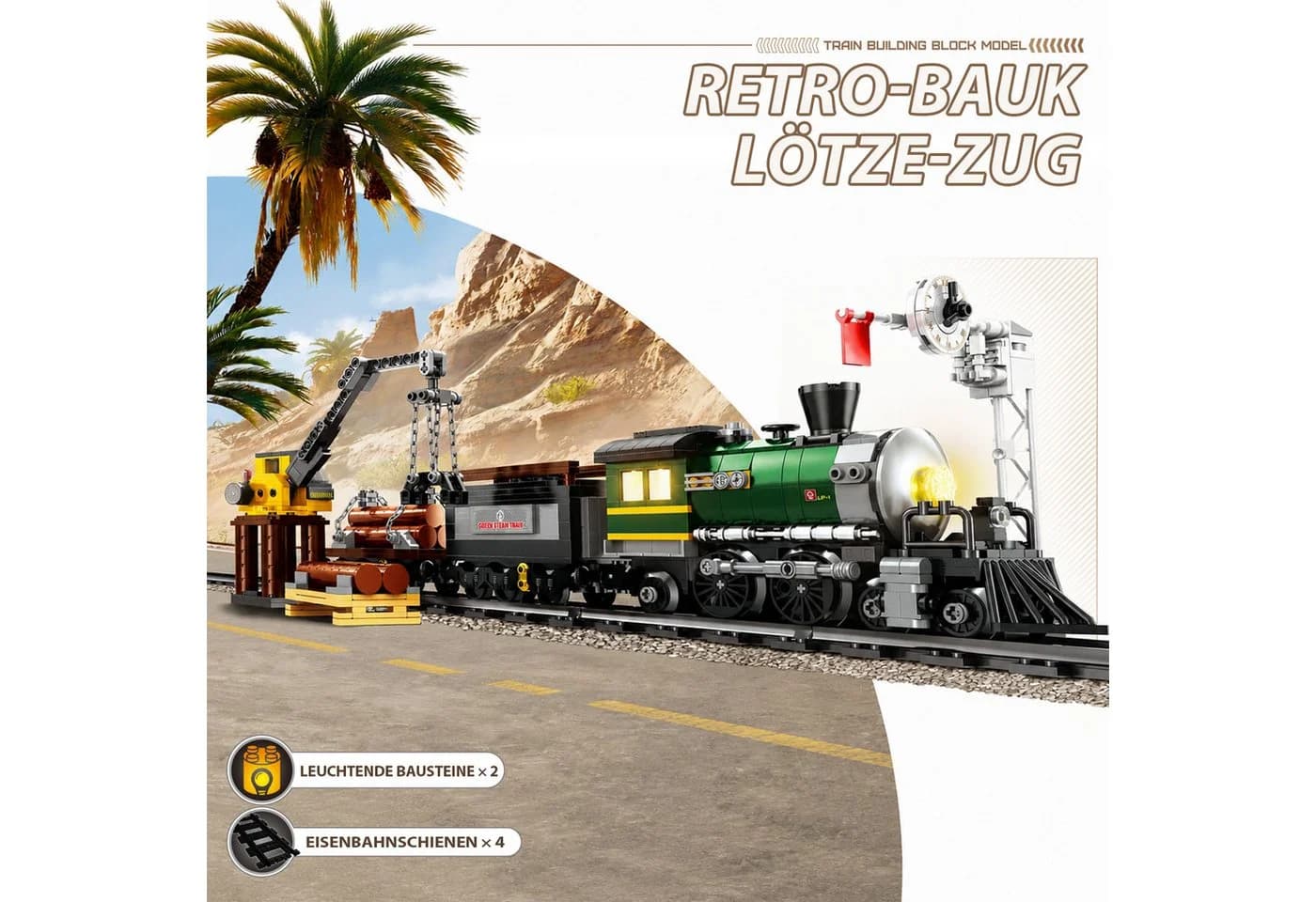 Esun Zug Retro Dampflok Klemmbausteine Set 886 Teile