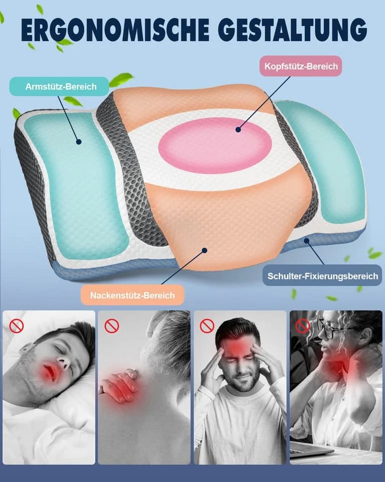 Esun Memory Foam Kopfkissen mit 9-Loch-Eis-Seide Bezug