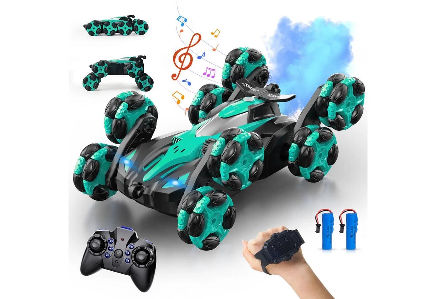 Esun RC-Auto Ferngesteuert Grün 1:16 Stunt Car mit Sprühnebel & LED - Bild 2