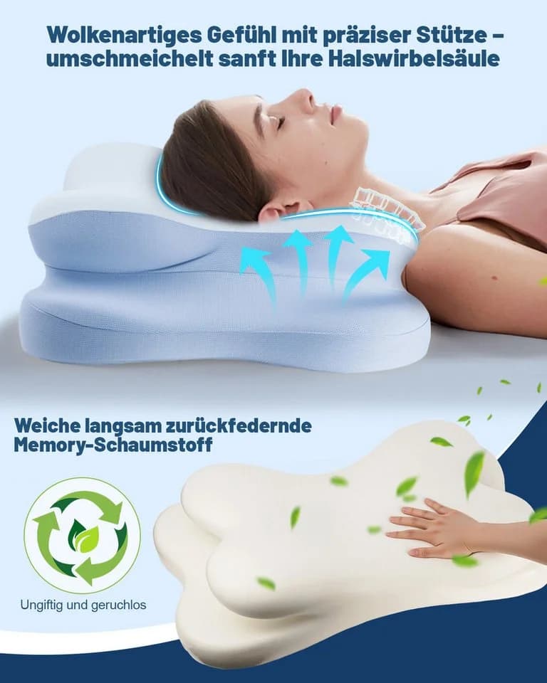 Esun Nackenkissen Memory Foam mit 9-Loch-Eis-Seide Bezug - Bild 3