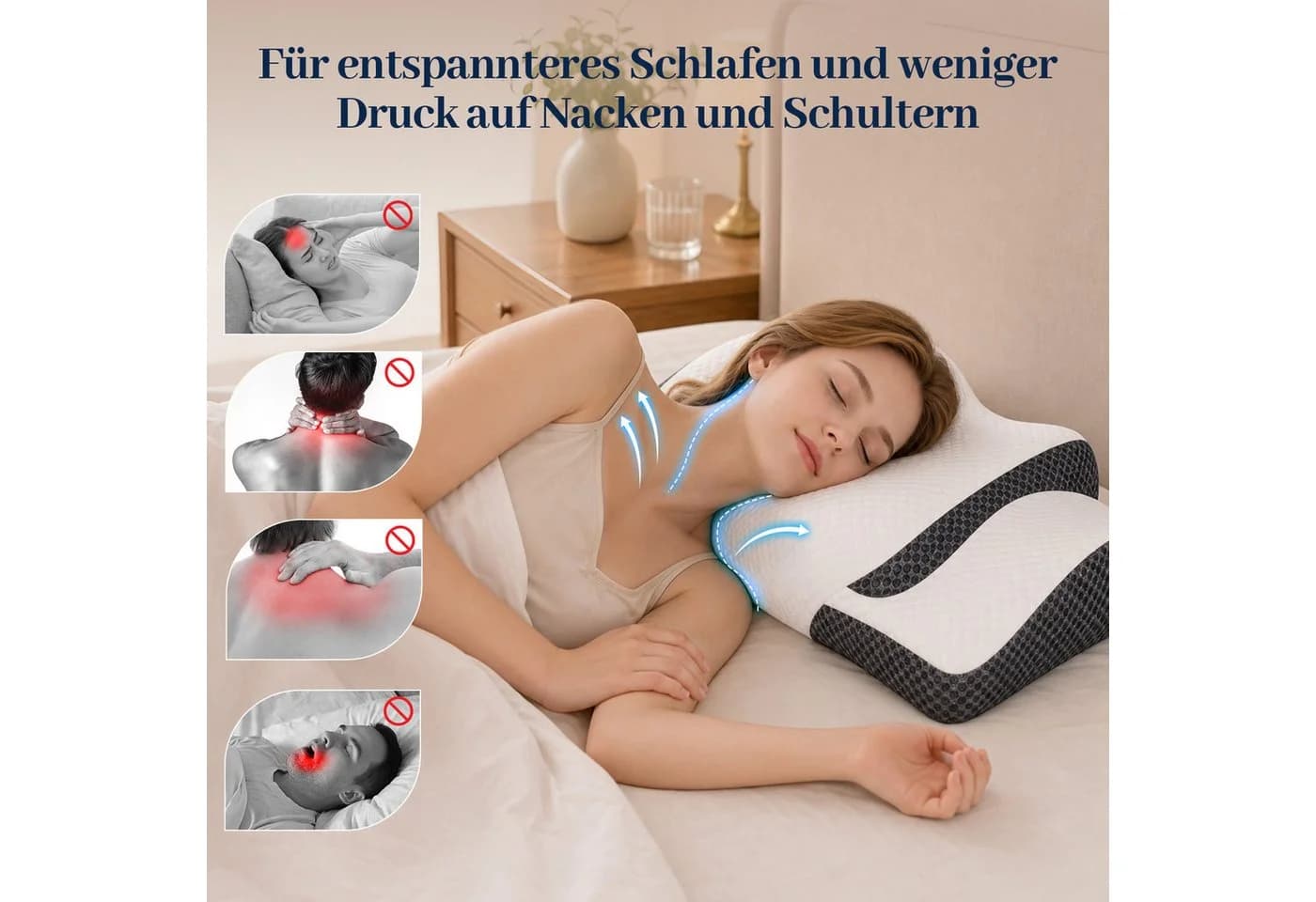 Esun Orthopädisches Kopfkissen Memory Foam Grau - Bild 3