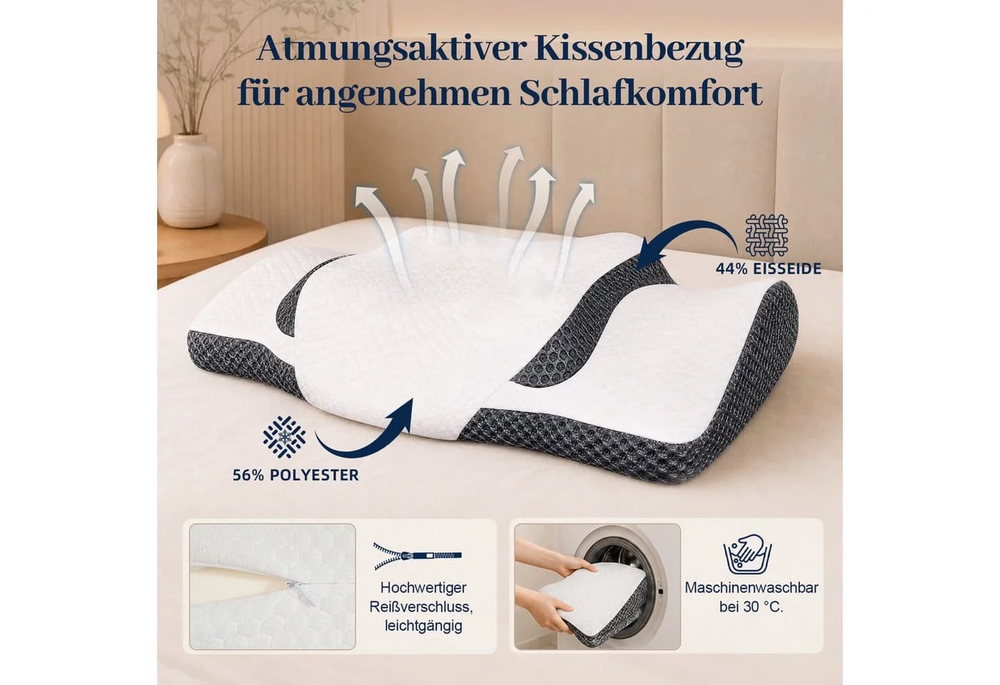 Esun Orthopädisches Kopfkissen Memory Foam Grau - Bild 4