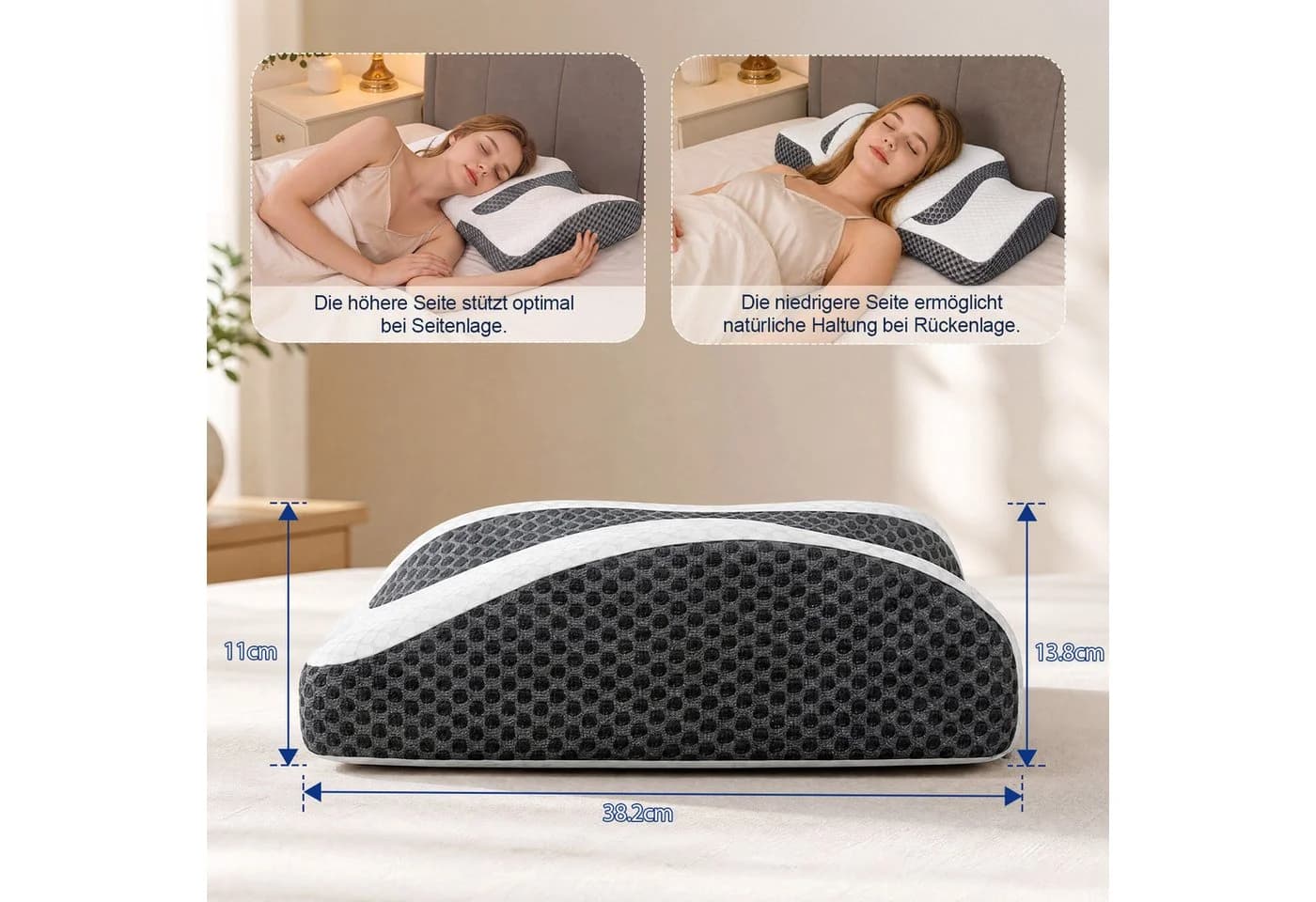 Esun Orthopädisches Kopfkissen Memory Foam Grau - Bild 5