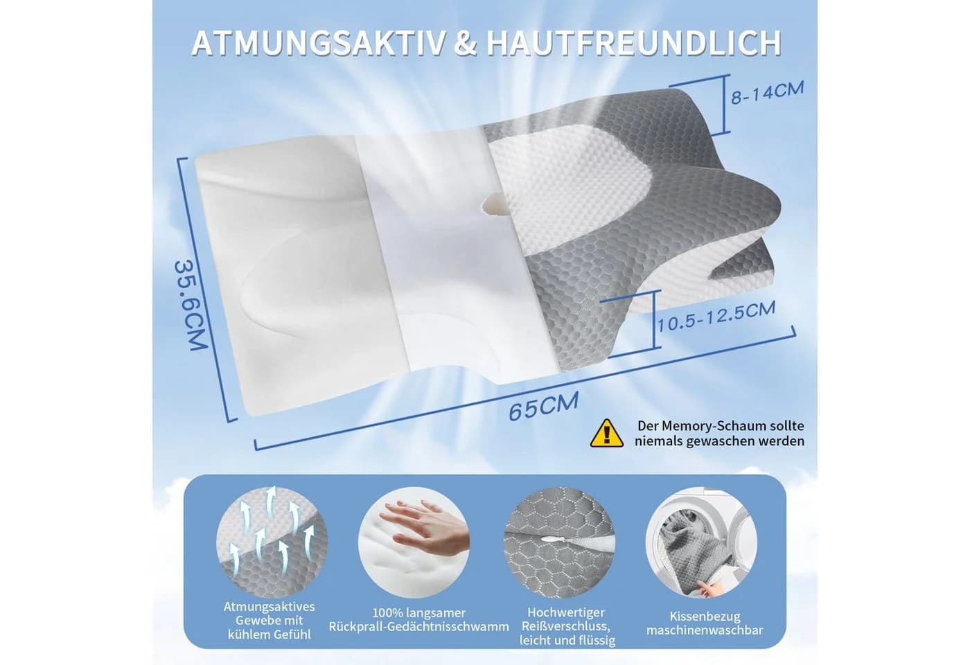 Esun Nackenkissen Memory Foam Orthopädisch Schwarz - Bild 5