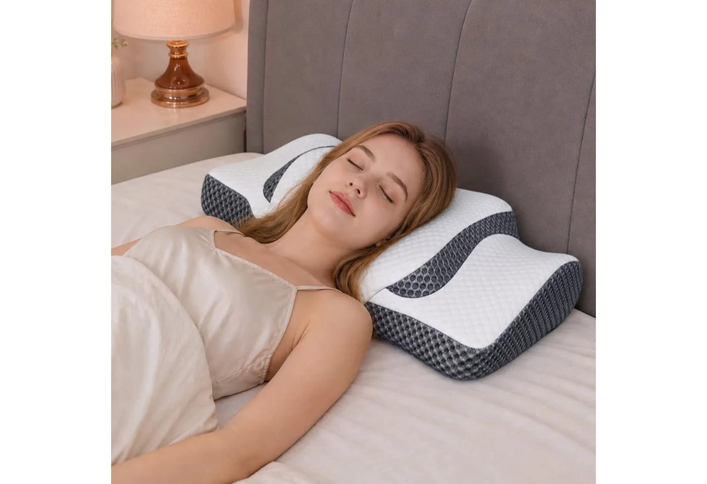 Esun Nackenstützkissen Memory Foam Grau Schwarz