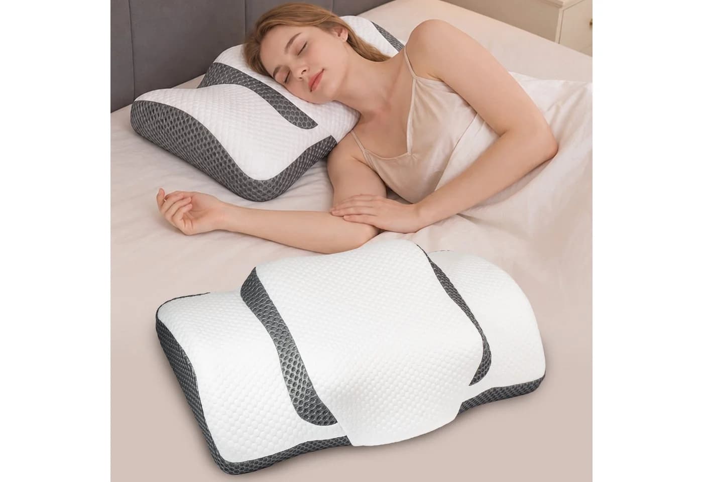 Esun Nackenstützkissen Memory Foam Grau Schwarz - Bild 4