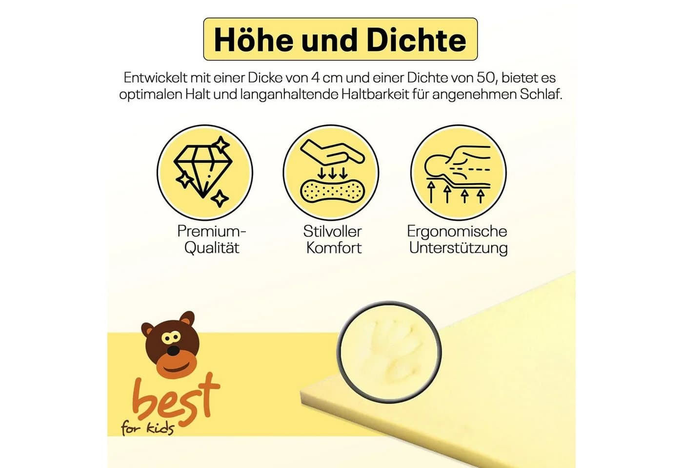 Best for You Visco-Topper 4 cm Orthopädische Matratzenauflage ohne Bezug