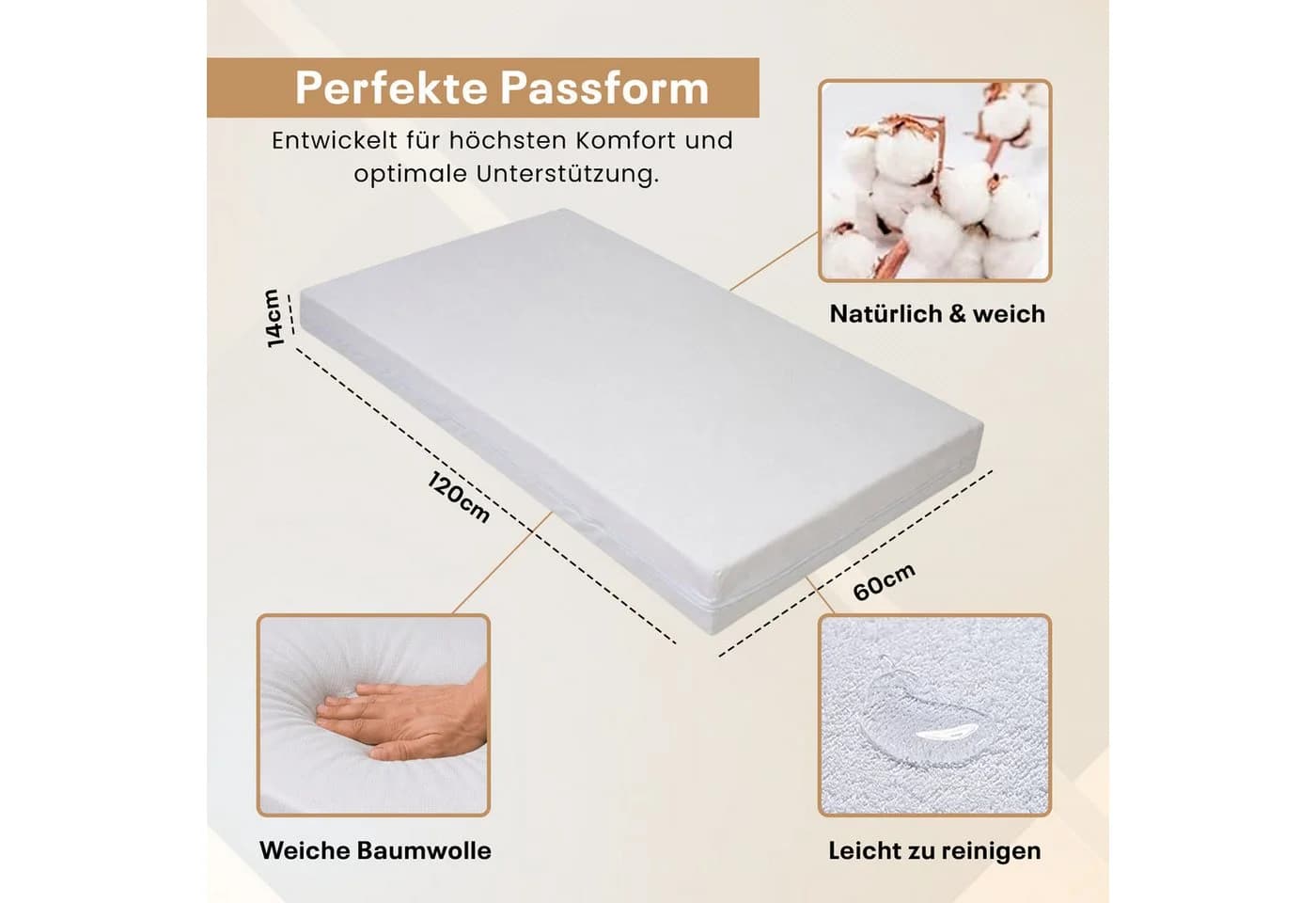 Best for Home Komfortschaummatratze H2 14 cm Weiß Allergikerfreundlich - Bild 5