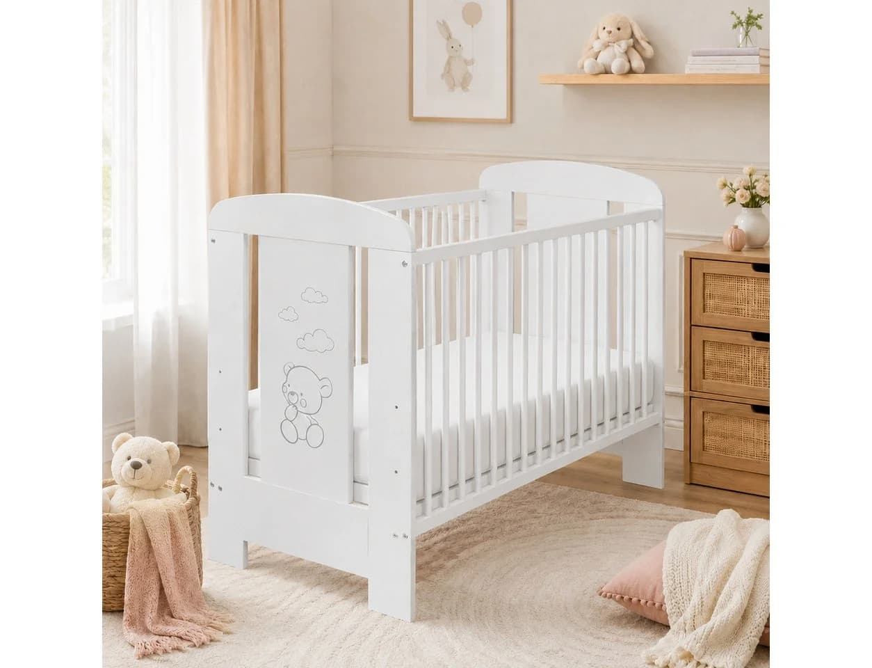 Best for Kids Babybett 120x60 cm Buchenholz Weiß - Bild 2