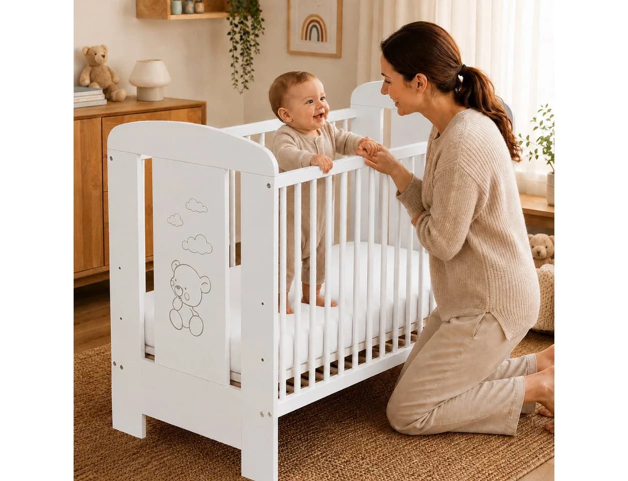 Best for Kids Babybett 120x60 cm Buchenholz Weiß - Bild 4