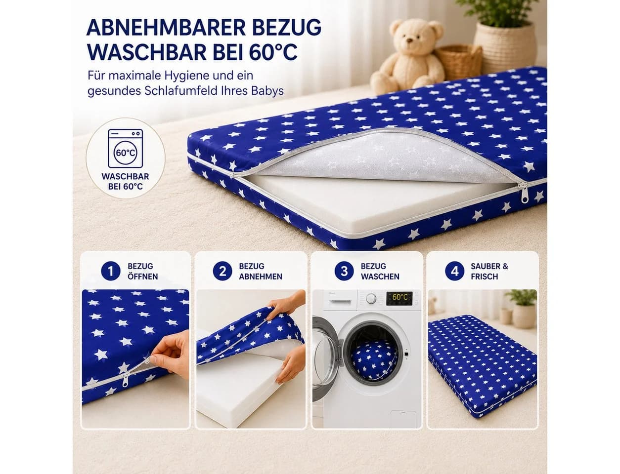 Best for Kids Kindermatratze 60x120 cm Blau Allergikergeeignet - Bild 4