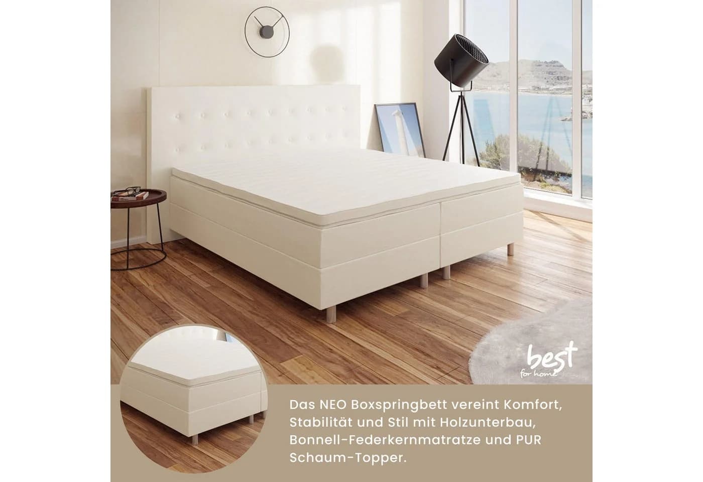 Best for Home Boxspringbett NEO mit Bonellfederkern & 5 cm Topper - Bild 5