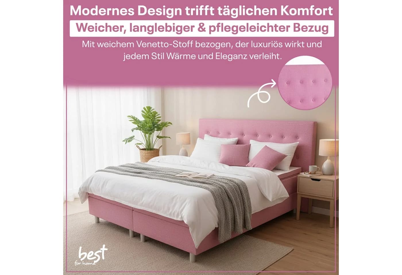 Best for Home Boxspringbett NEO Schwarz mit Bonellfederkern & Topper - Bild 3