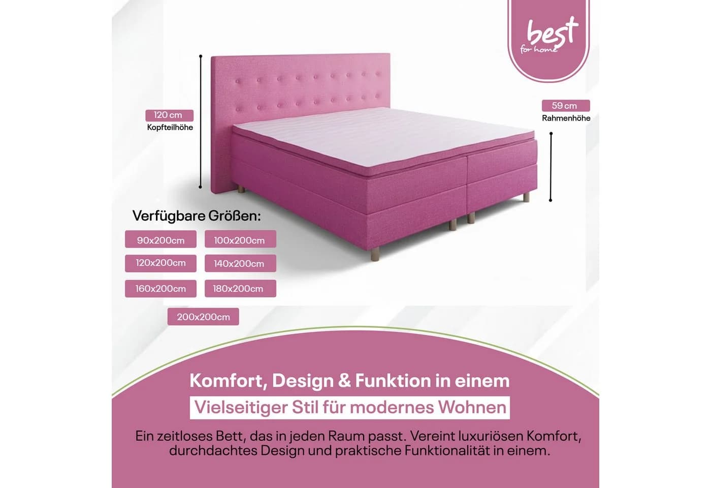 Best for Home Boxspringbett NEO Schwarz mit Bonellfederkern & Topper - Bild 4