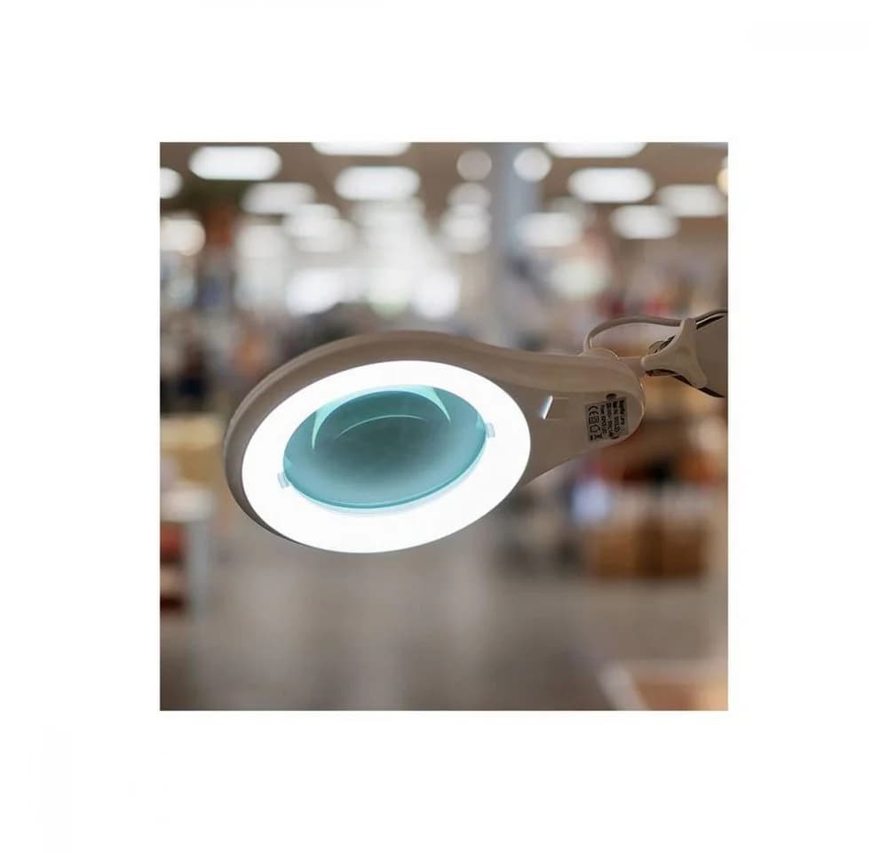 Semplix LED Lupen-Tischlampe Weiß Dimmbar Echtglaslinse