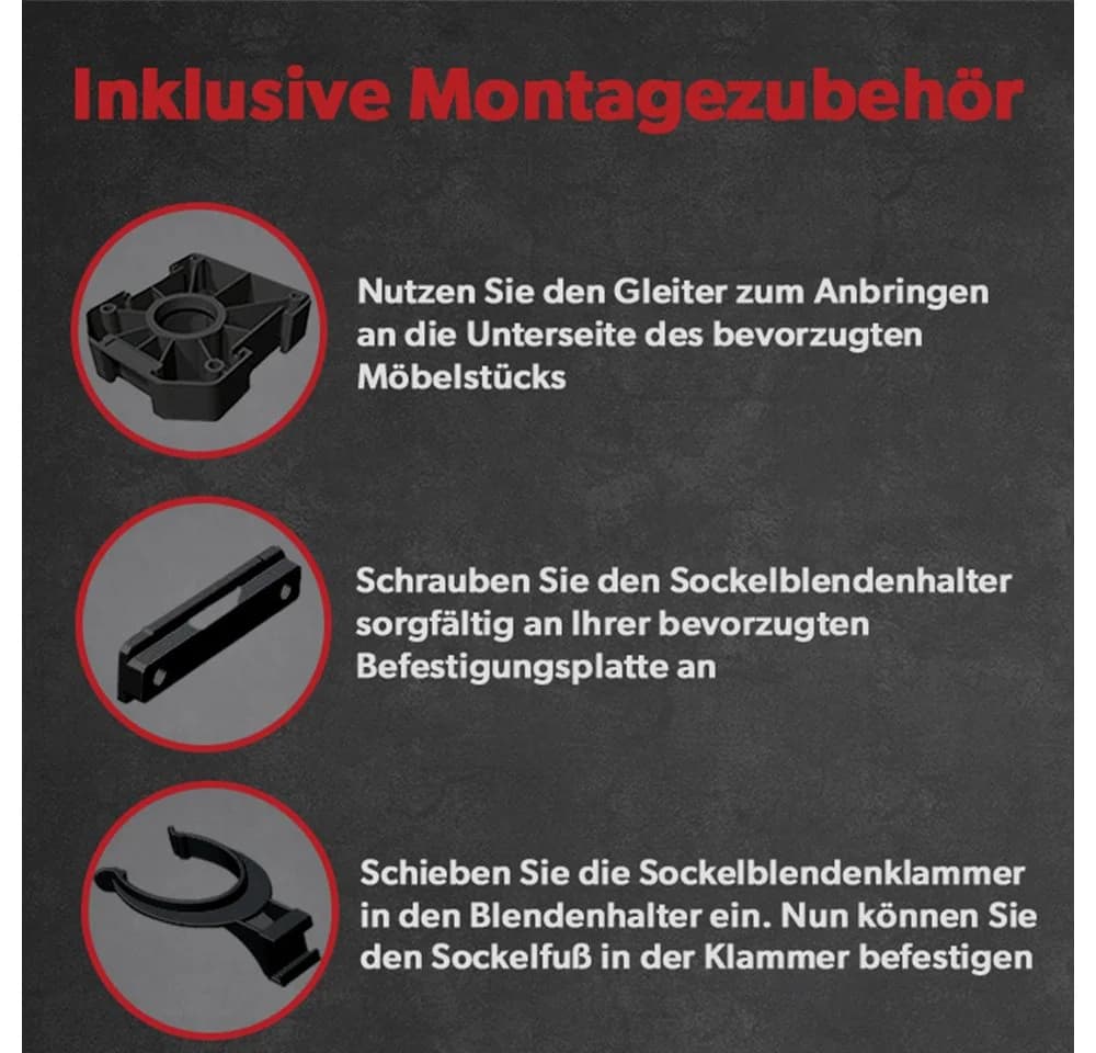 siwitec Möbelfuß Sockelfuß Komplett-Set Schwarz höhenverstellbar - Bild 4