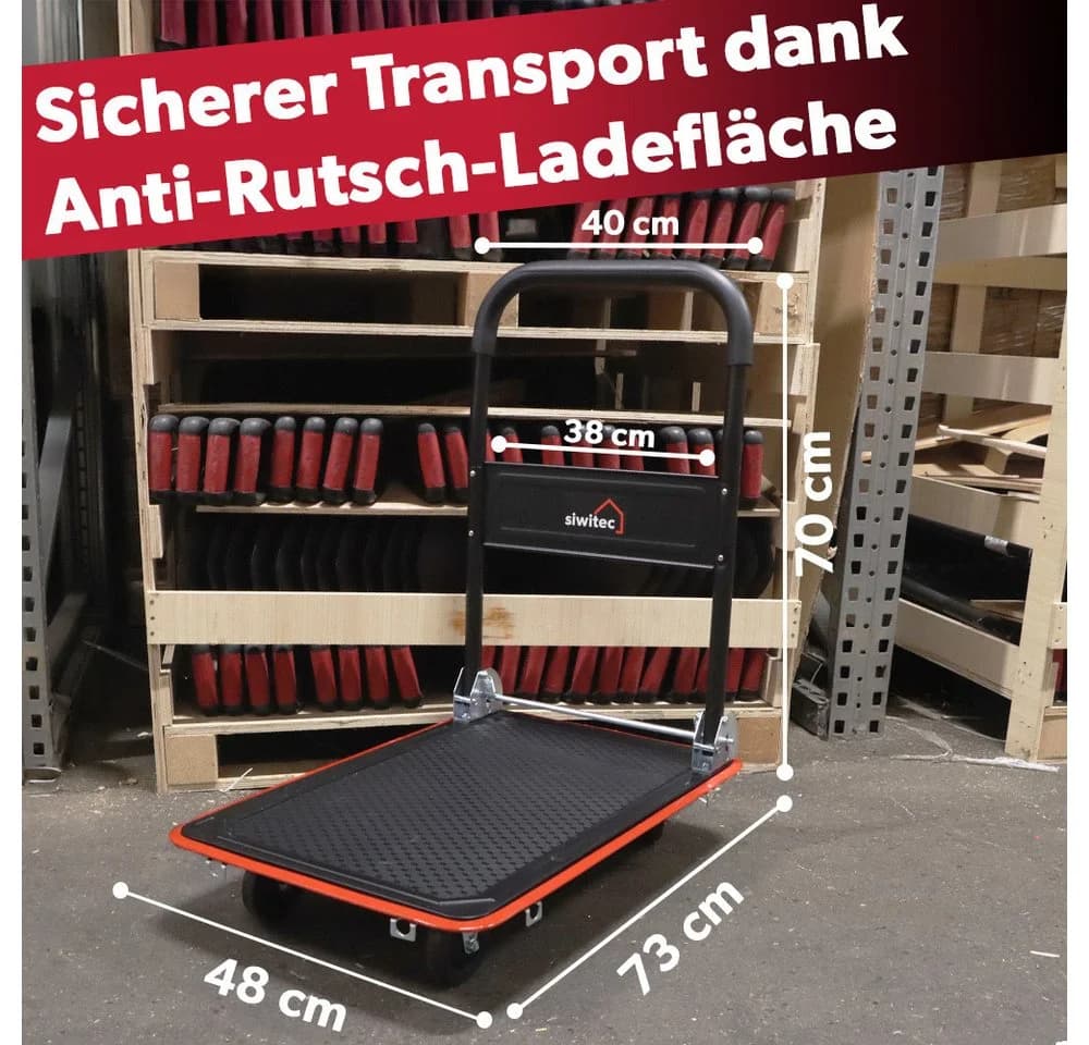 siwitec Werkstattwagen Plattformwagen klappbar 150kg Traglast mit Spanngurten
