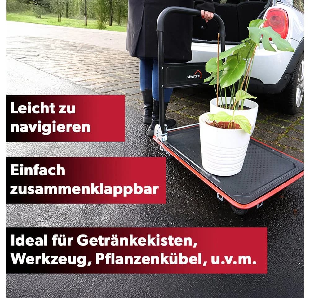 siwitec Werkstattwagen Plattformwagen klappbar 150kg Traglast mit Spanngurten - Bild 3