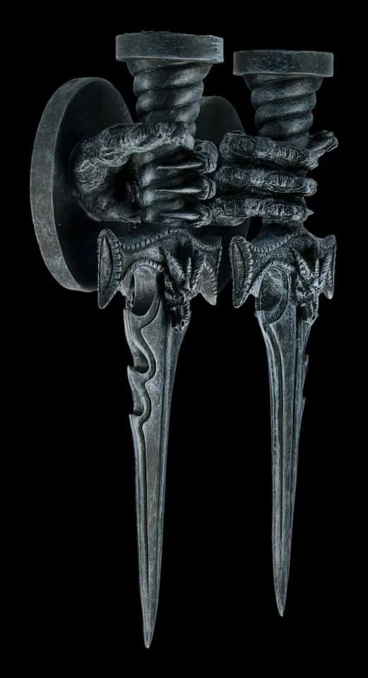 Figuren Shop GmbH Teelichthalter Wand-Teelichthalter 2er Set Drachenklauen Gothic Deko Drache