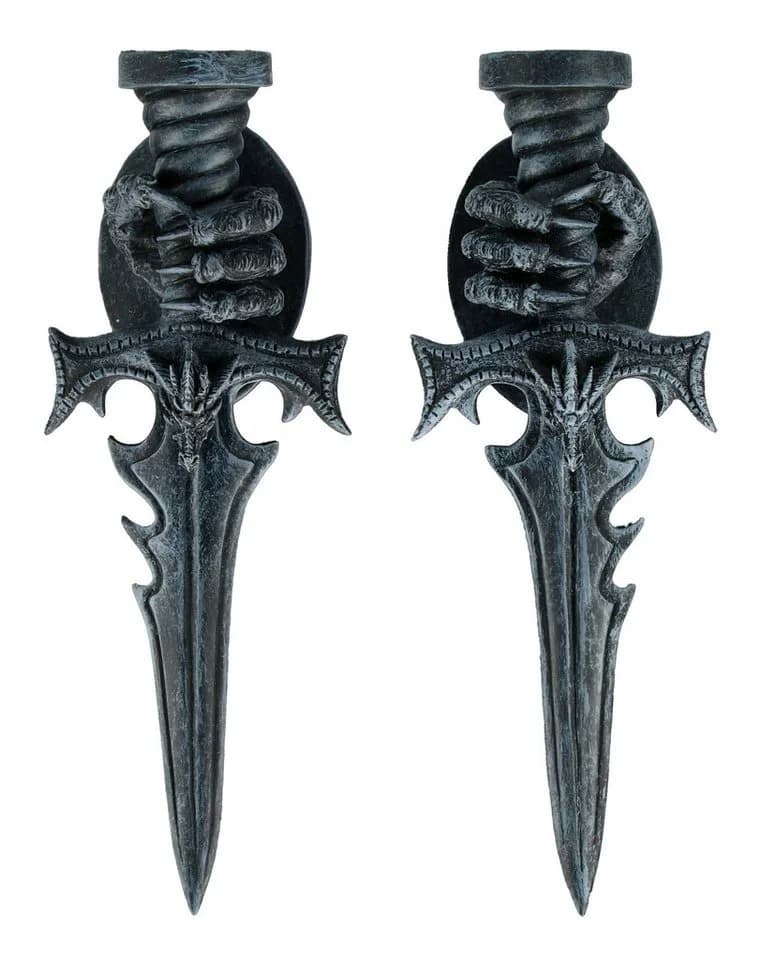 Figuren Shop GmbH Teelichthalter Wand-Teelichthalter 2er Set Drachenklauen Gothic Deko Drache - Bild 2
