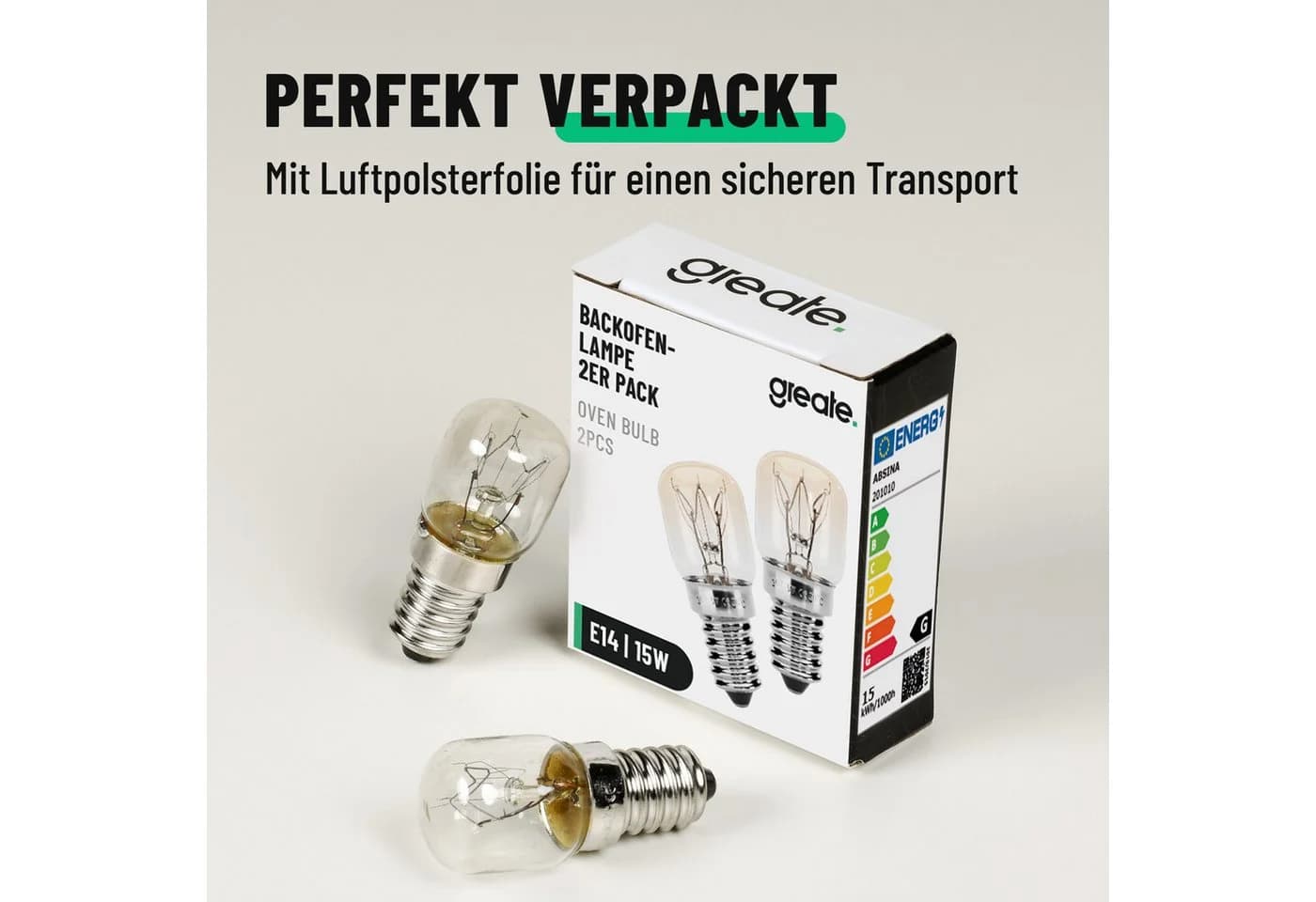 greate. Backofenlampe E14 15W 2er Pack Warmweiß 300°C Hitzebeständig - Bild 4