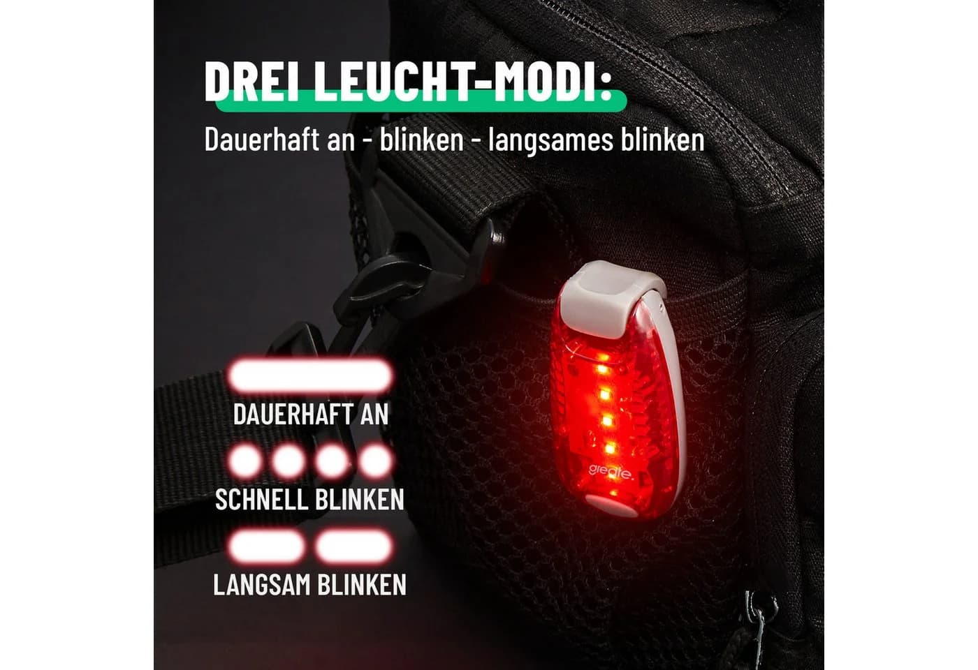 greate. LED Blinklicht 2x Schulranzen Licht Clip Kinder Rucksacklicht - Bild 4