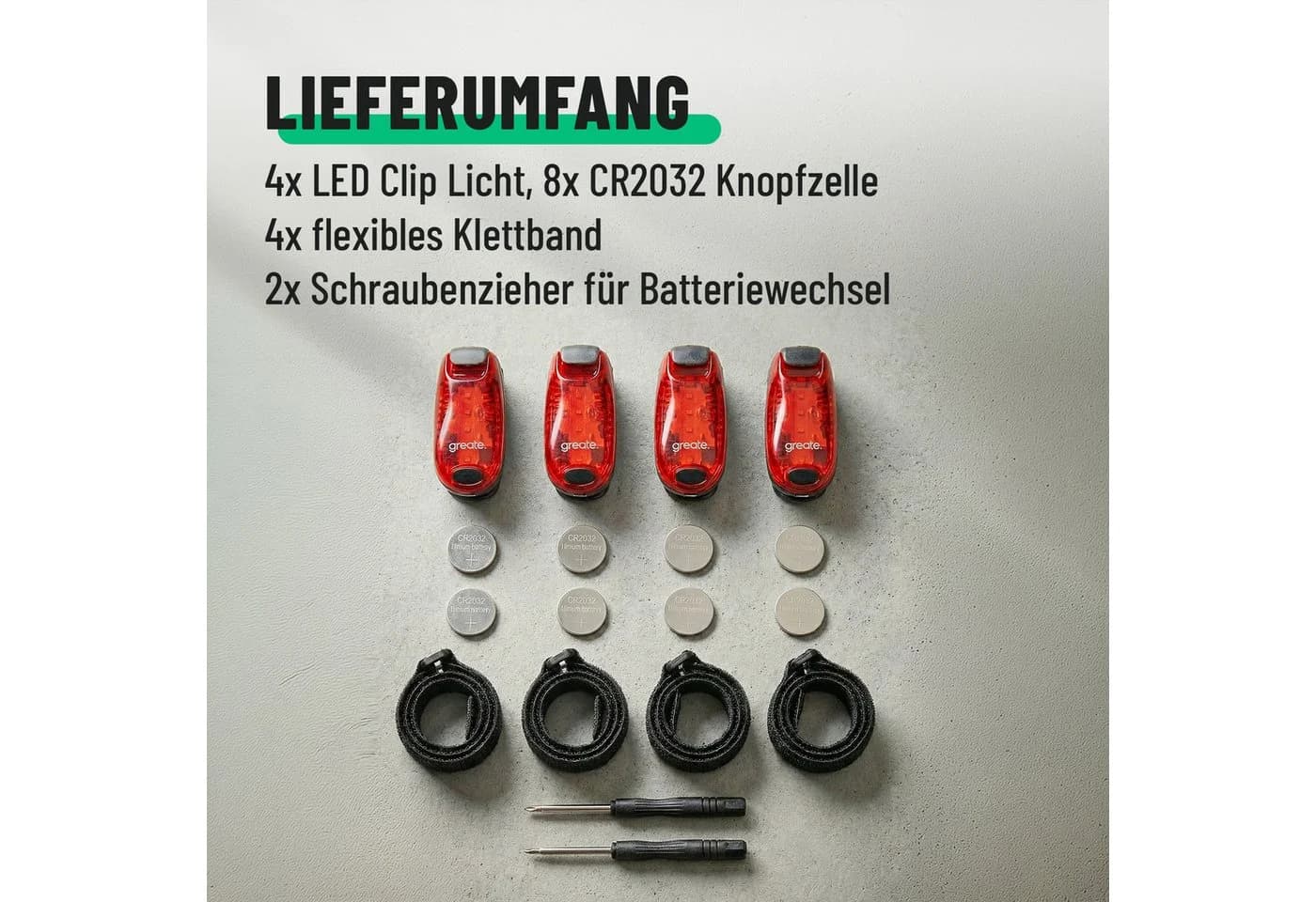 greate. LED Blinklicht 4x Schulranzen Licht Clip Kinder Rucksacklicht