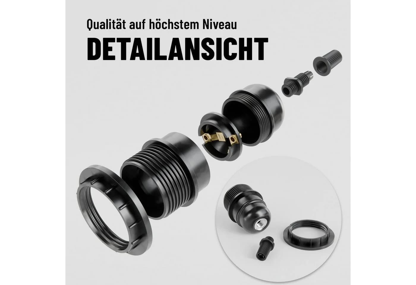 greate. Lampenfassung 3x E27 Schwarz Kunststoff - Bild 5