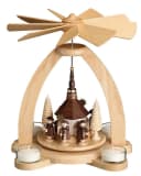 Volkskunstwerkstatt Unger Weihnachtspyramide mit Seiffener Kirche Bild 2