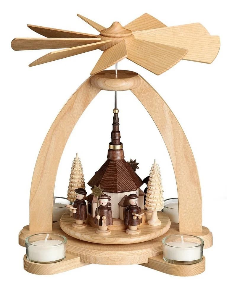 Volkskunstwerkstatt Unger Weihnachtspyramide mit Seiffener Kirche - Bild 2