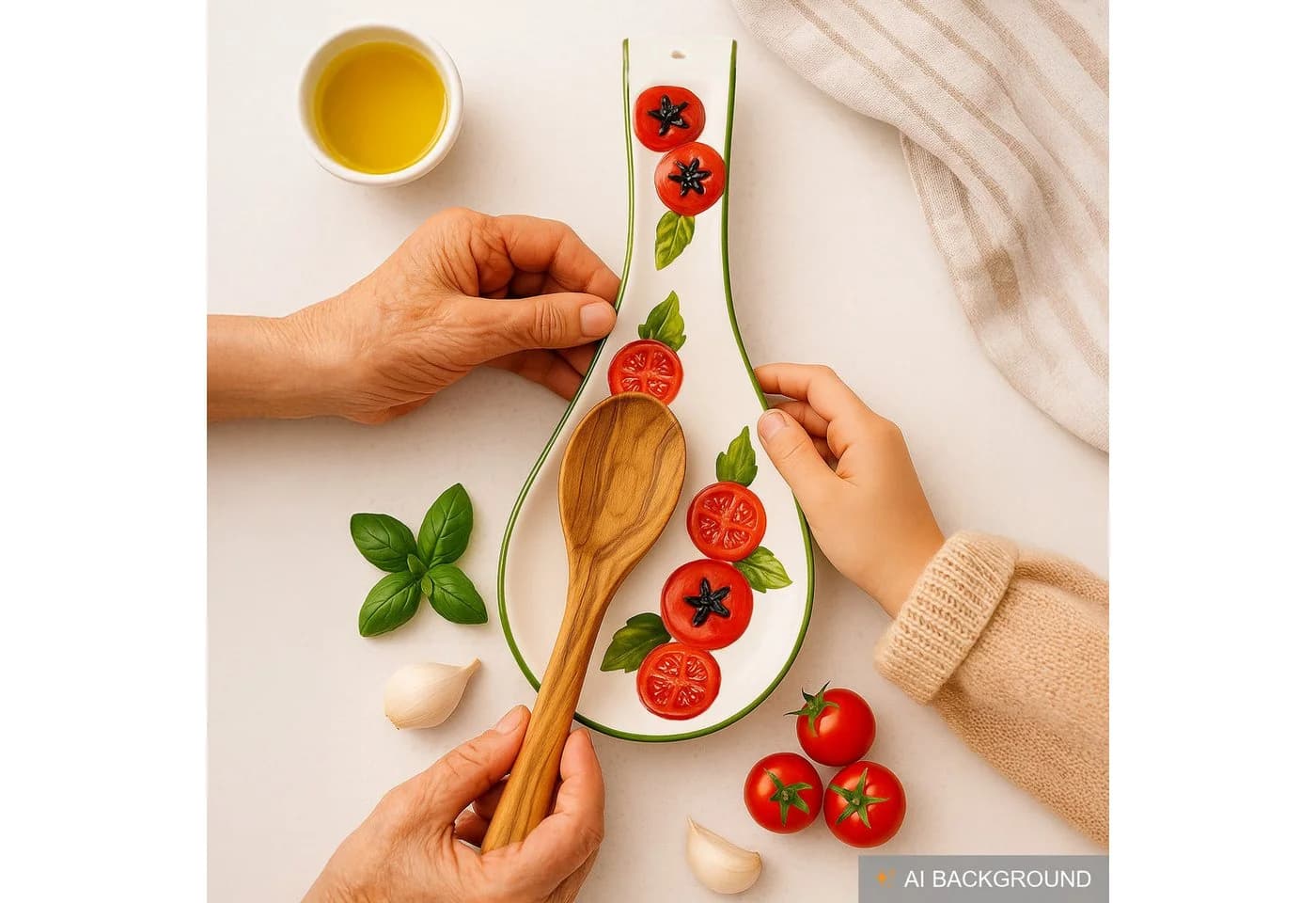 Lashuma Keramik Löffelhalter Tomaten-Relief Weiß - Bild 4