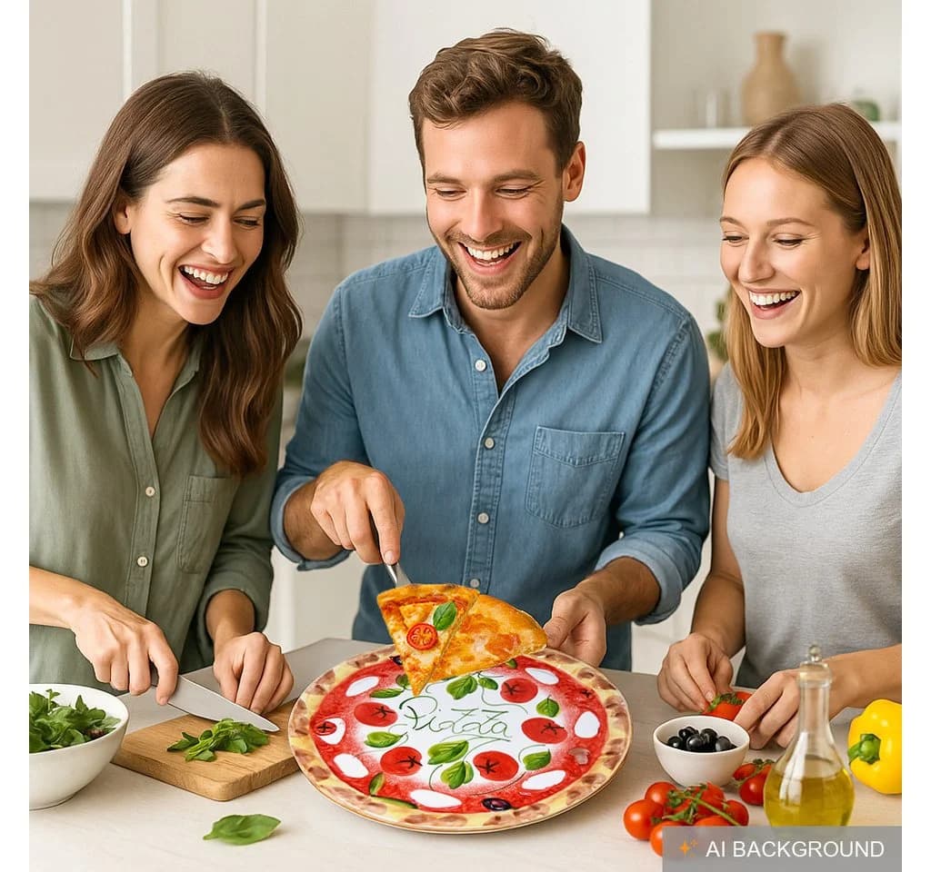 Lashuma Pizzateller Keramik Ø 33 cm mit Reliefdekor - Bild 3