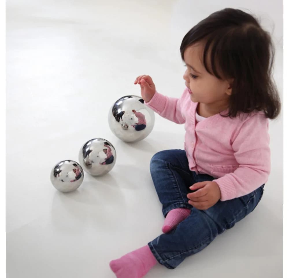 EDUPLAY Lernspielzeug Sensorik Spielekugeln Edelstahl 4er Set