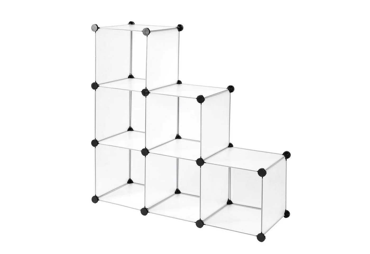 dibea Würfelregal 6 Fächer Weiß Transparent Stecksystem - Bild 2