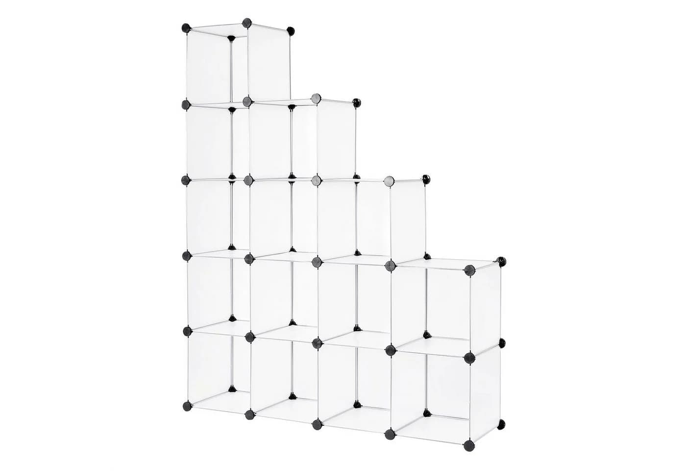 dibea Stufenregal 16 Fächer Transparent/Schwarz Modulares Stecksystem - Bild 2