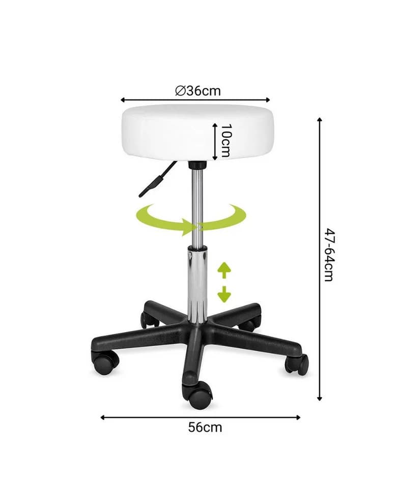 dibea Drehhocker Weiß 360° drehbar höhenverstellbar mit Rollen - Bild 5